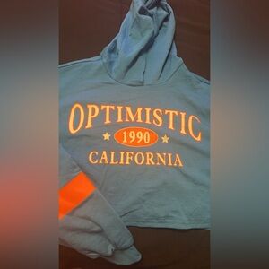 Blue and Orange Cropped Hoodie for Girls 10-11